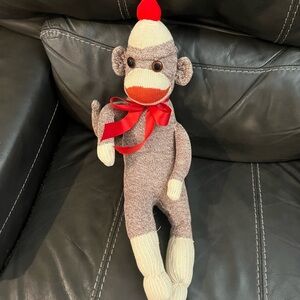 Brown Original Sock Monkey Handmade Knitted Stuffed Animal Stuffe 1950’s